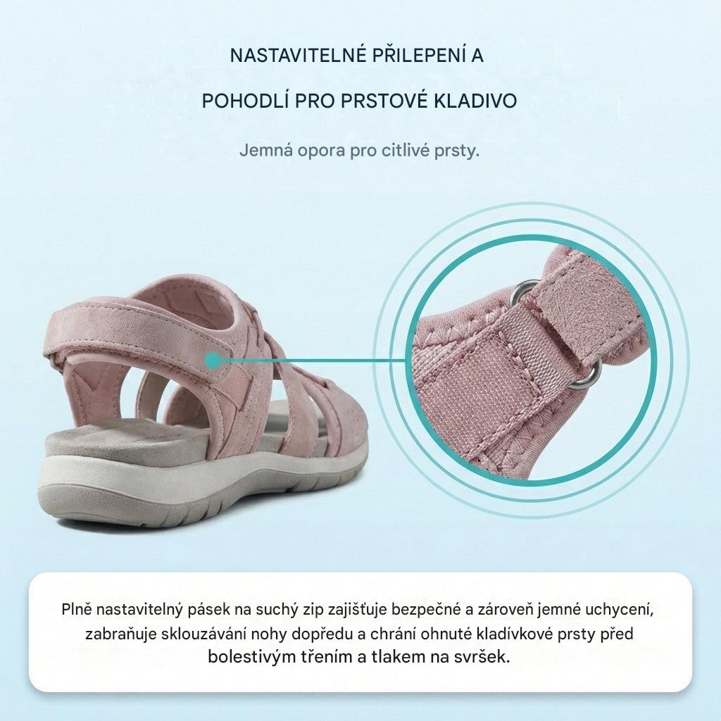 Ortopedické sieťované športové sandále – nastaviteľný model s viacerými remienkami, vhodné pre kladivkové prsty